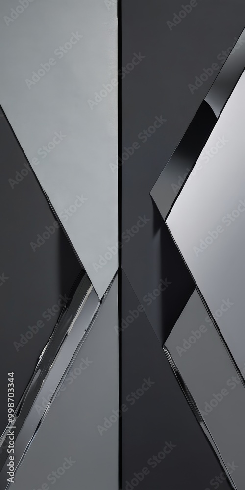 Aufkleber a geometric composition of intersecting lines and shapes in shades of gray and black, creating a sense of depth and perspective
