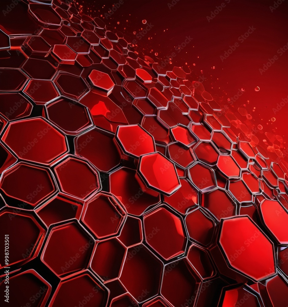 Aufkleber a repeating pattern of red hexagonal shapes, with some areas appearing to be translucent, creating a sense of depth and dimensionality