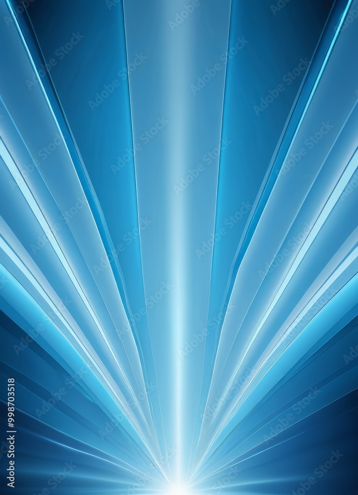 Poster a vibrant blue abstract background with radiating lines and a bright, radiant light at the center, c