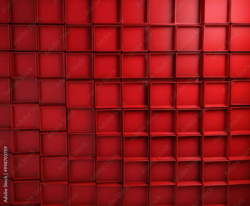 Aufkleber A red grid of square boxes, with the boxes varying in size and orientation, creating a visually striking and abstract pattern