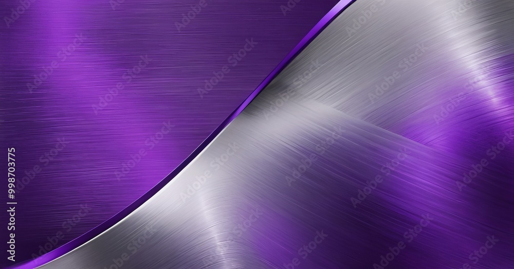 Poster a purple and silver metallic texture, with a curved line running diagonally across the center, creat