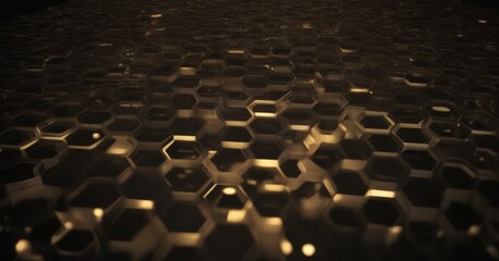 Obraz premium a close-up view honeycomb-like pattern composed of numerous small hexagonal shapes, creating a visually striking and intricate design