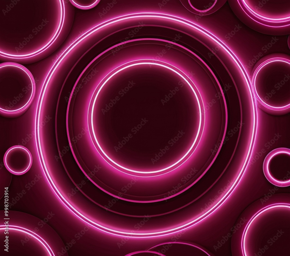 Poster a circular pattern of neon pink and purple lights, creating a visually striking and abstract design