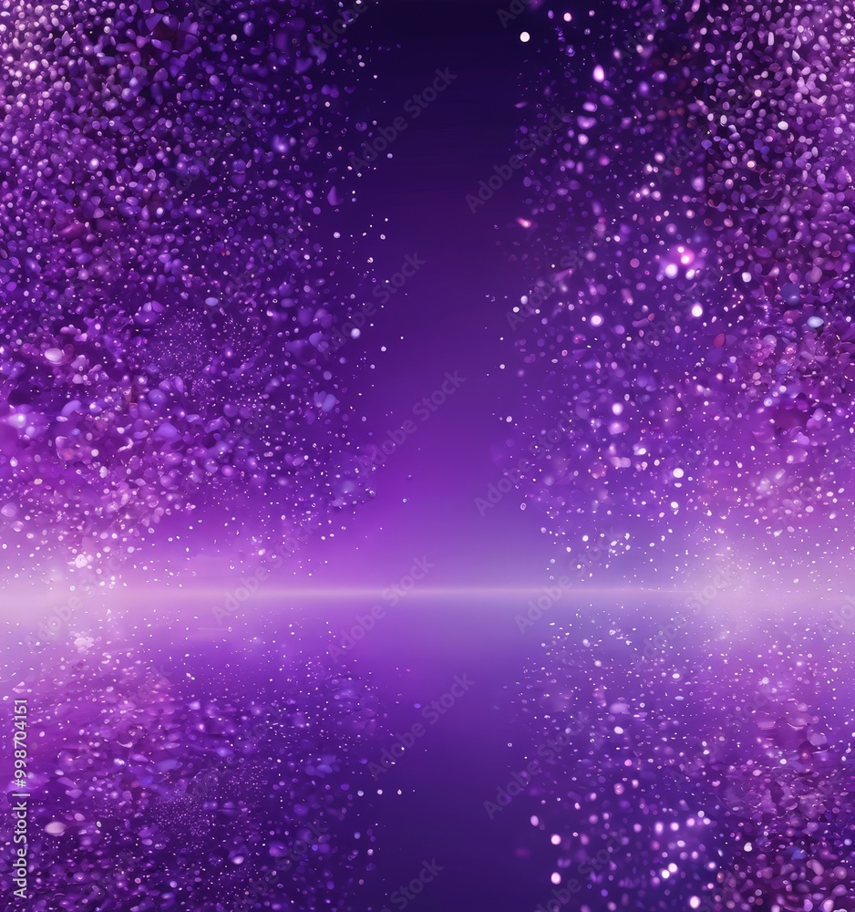 Poster a captivating scene purple-hued background, adorned with a multitude of small, white, and purple dot