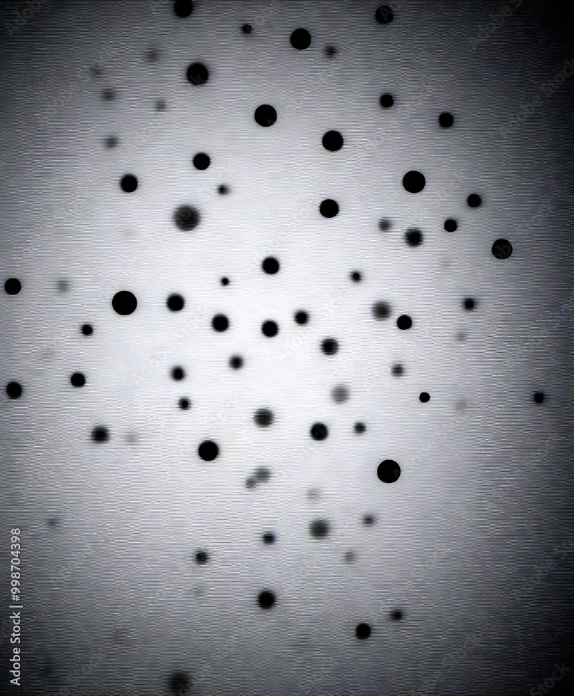 Aufkleber a dark, blurred background with numerous small black dots scattered across it, creating a sense of randomness and chaos