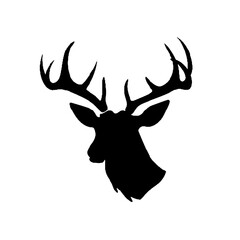 Stag Head silhouette vector illustration - Transparent Background