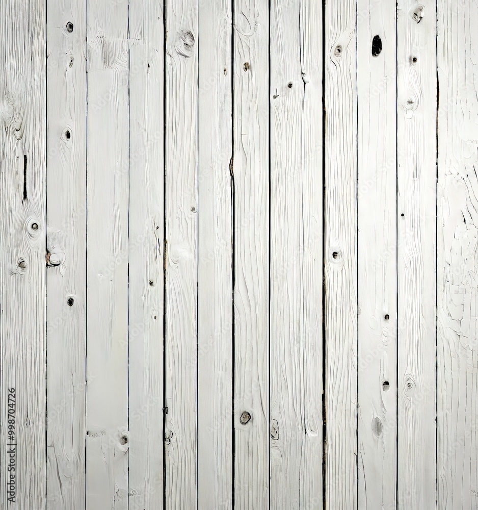 Poster a white wooden panel with visible knots and cracks, arranged in a vertical pattern