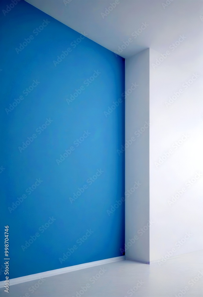 Aufkleber a minimalist room with a blue wall on the left and a white wall on the right, creating a sense of ba