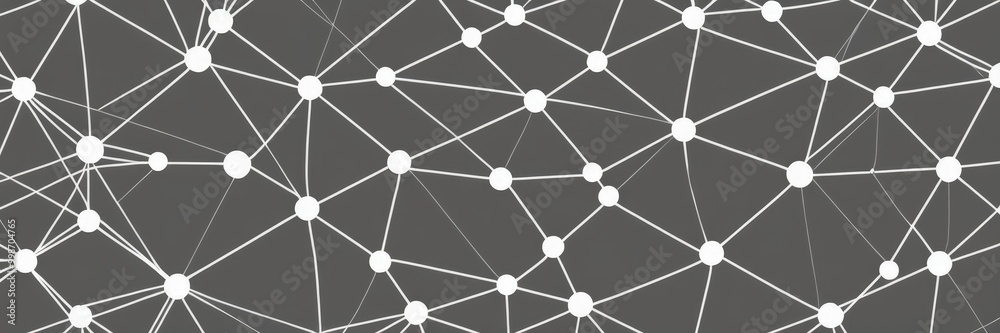 Poster a complex network of interconnected lines and dots, creating a visually striking abstract pattern The lines and dots are arranged in a grid-like pattern,