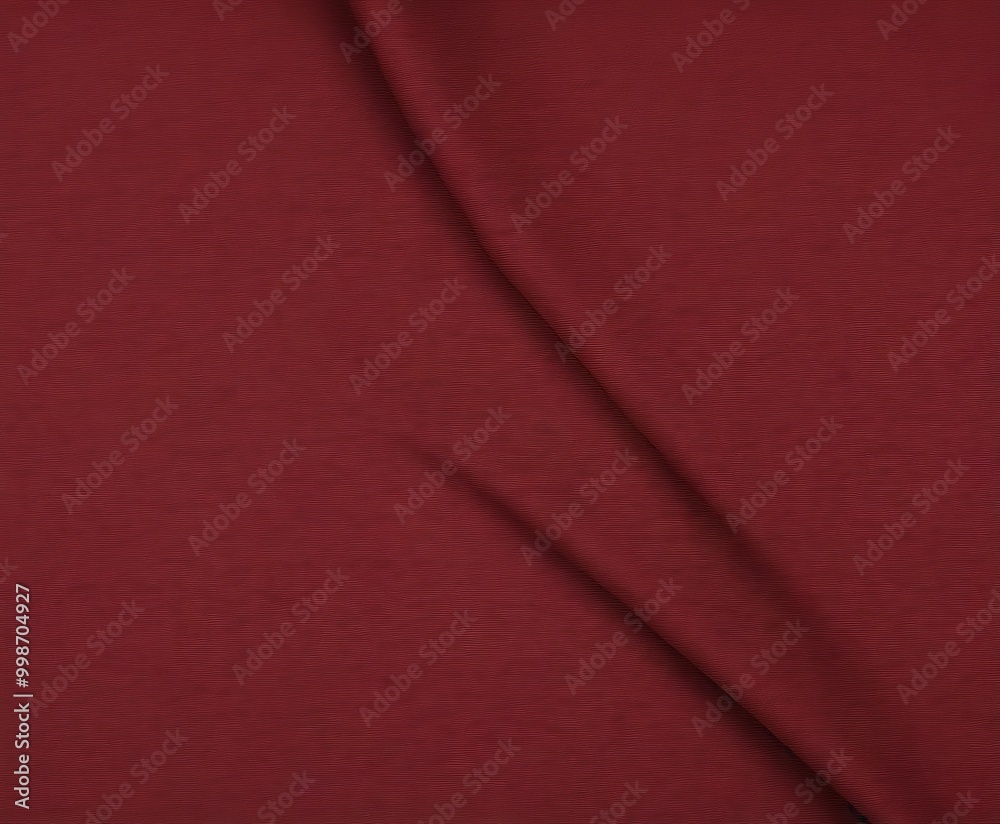 Poster a close-up view fabric with a deep red color, appearing to be made soft, smooth material The fabric is folded in a way that creates a diagonal line across the