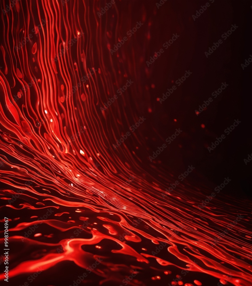 Aufkleber a striking abstract pattern of red and orange lines and shapes, creating a sense of movement and energy The background is dark, providing a stark contrast that accentuates