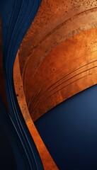 Obraz premium a striking abstract composition of curved lines and shapes in shades of blue and orange, creating a sense of movement and dynamism