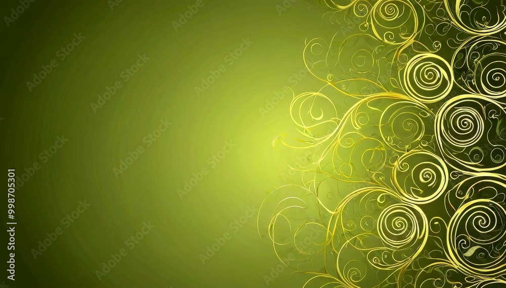 Aufkleber a vibrant green background with a repeating pattern of golden swirls and curves, creating a sense of movement and rhythm.