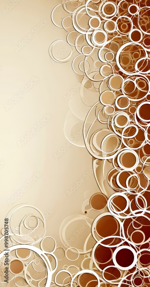 Poster a repeating pattern of overlapping circles in various shades of brown and beige, creating a visually striking and abstract design