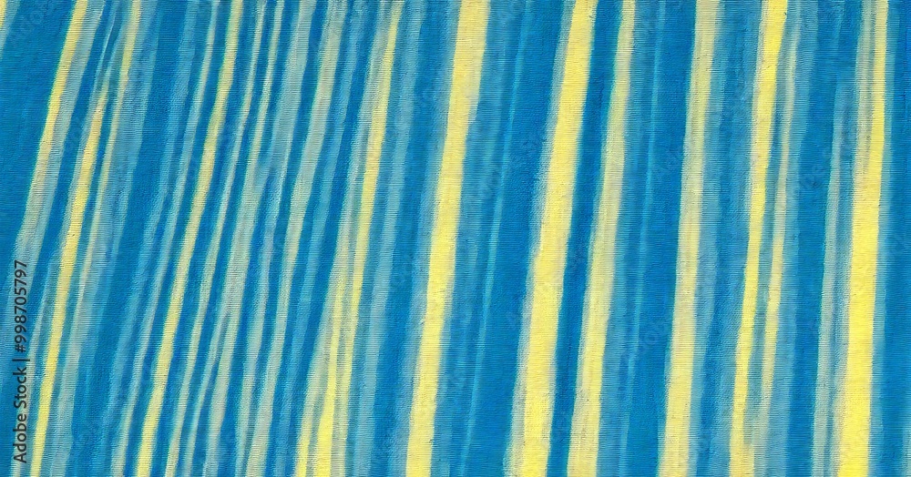 Poster a close-up view textured surface with vertical stripes in blue and yellow, creating a sense of depth and movement