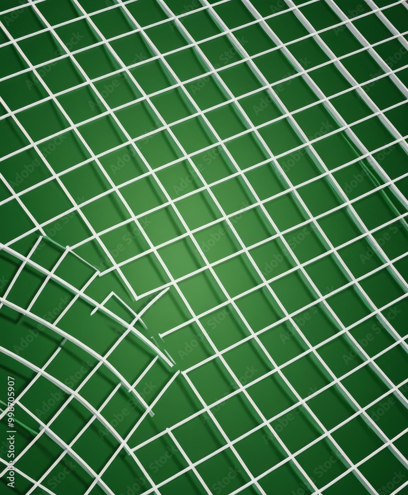 Poster a close-up view green grid-like pattern with white lines, creating a visually striking and abstract composition