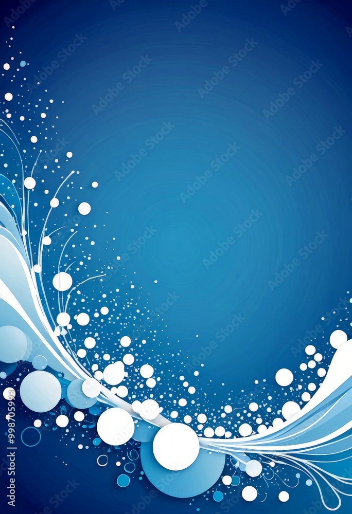 Fototapete a blue background with white and blue circular shapes scattered across it, creating a dynamic and ab