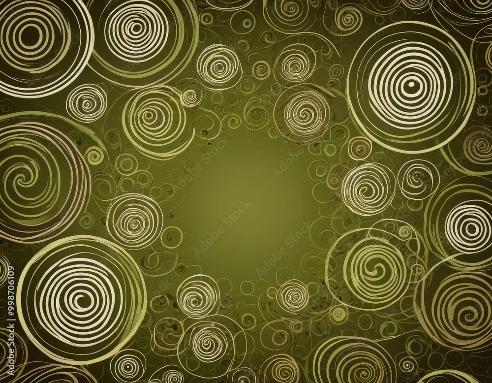 Aufkleber a repeating pattern of concentric circles in varying shades of green, with a central dark green circ