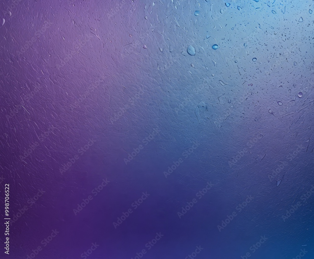 Poster a gradient background transitioning from a deep purple at the top to a lighter blue at the bottom, with water droplets scattered throughout the frame