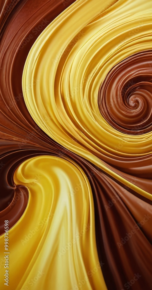 Poster a swirling pattern of golden and brown hues, creating a dynamic and visually captivating abstract design.