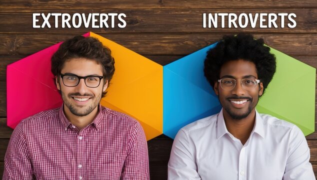 visual representation of extroversion and introversion, showing two people with their faces obscured, emphasizing anonymity and the coexistence of different social traits