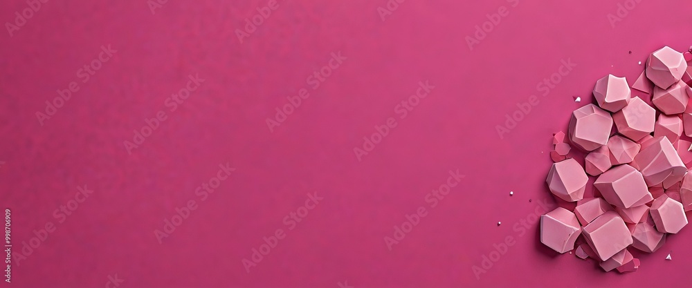 Aufkleber a collection of pink cubes is scattered on a vibrant pink background, creating a visually striking c