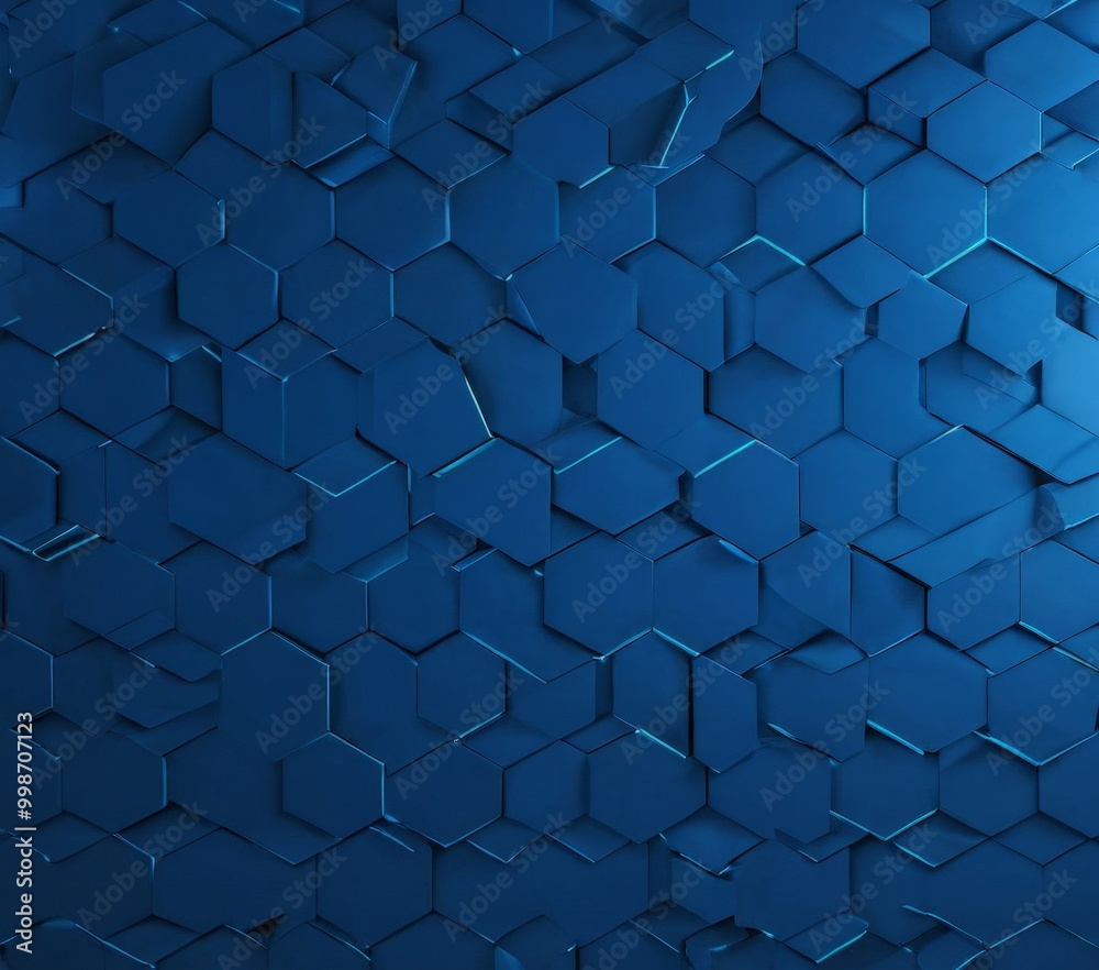 Fototapete a blue hexagonal pattern, with the edges of the hexagons slightly curved, creating a sense of depth and texture