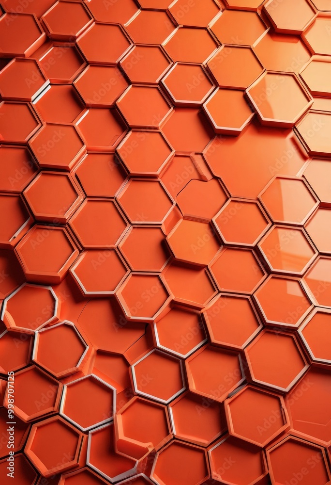 Fototapete a repeating pattern of orange hexagonal shapes, creating a visually striking and geometric design