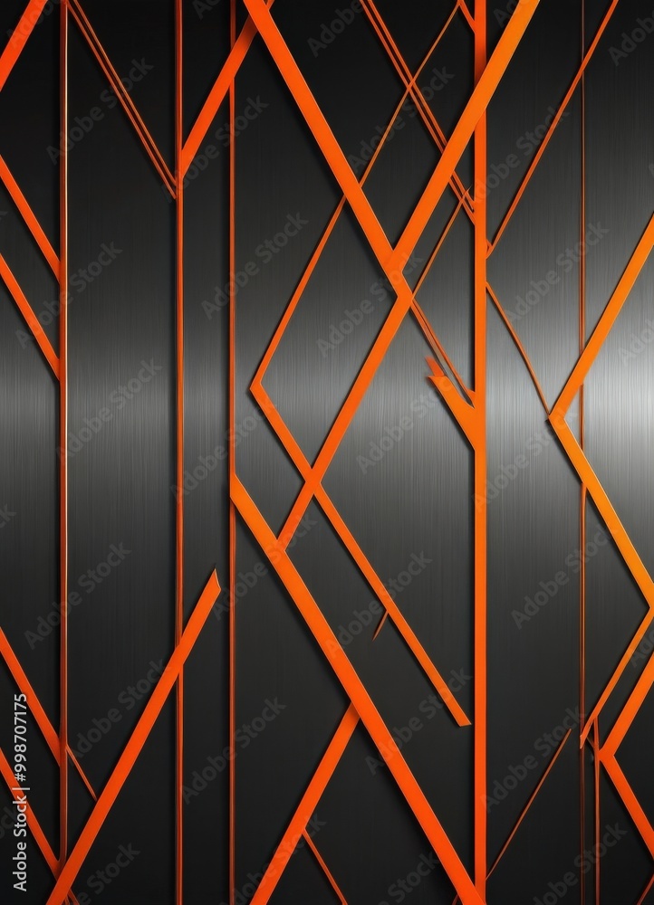 Aufkleber a striking abstract composition of intersecting orange and black lines, creating a dynamic and visually captivating pattern.
