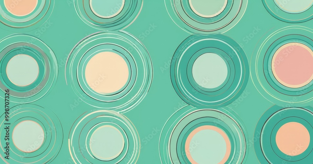 Poster a repeating pattern of twelve concentric circles in various shades of green, ranging from light to dark, with a subtle gradient effect.