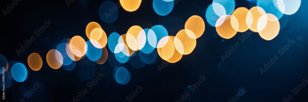 Poster Abstract bokeh effect with blurred circles of varying sizes and colors, creating a dynamic and visually captivating background