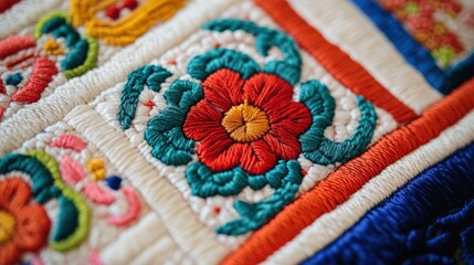 Intricate mongolian embroidery on traditional garments for cultural appreciation and design