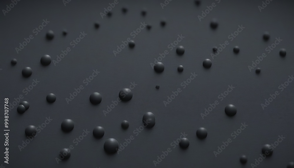 Poster a dark background with numerous small black dots scattered across it, creating a sense of randomness and depth