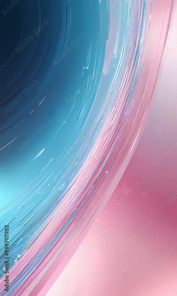 Aufkleber a vibrant abstract composition with curved lines in shades of blue and pink, creating a dynamic and 
