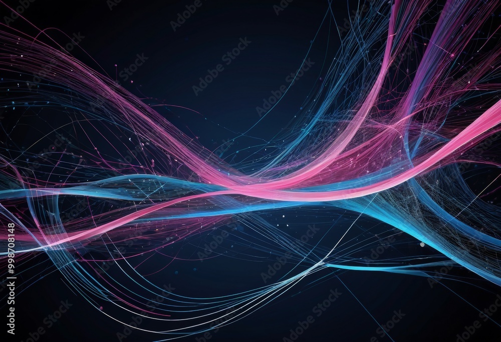 Aufkleber a dynamic abstract composition of multicolored lines and curves, creating a sense of movement and energy against a dark background