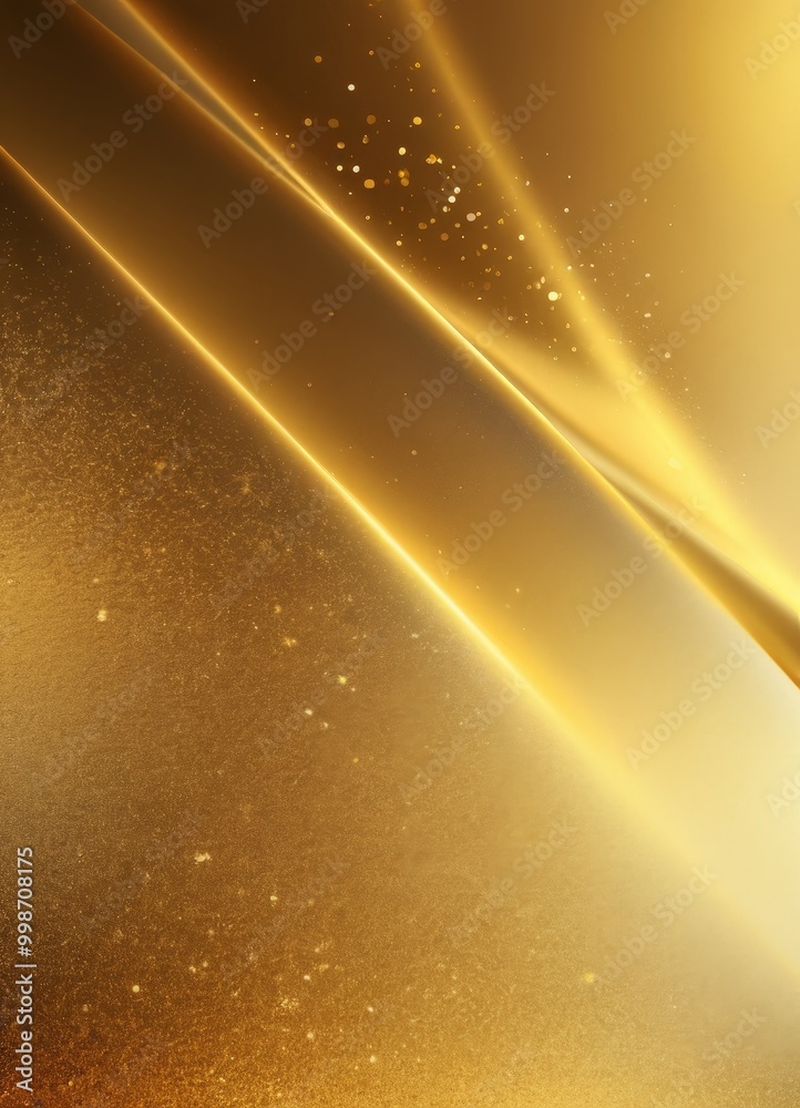 Poster a golden abstract background with a diagonal line running through it, creating a sense of movement and dynamism The background is speckled with small, glittering particles