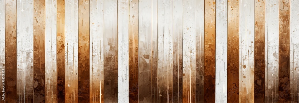 Aufkleber a vertical pattern of wooden planks in various shades of brown, with a textured and aged appearance,