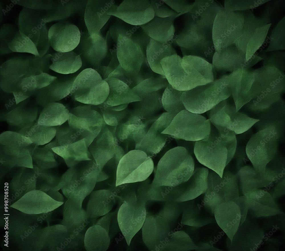 Poster A dense, dark green background filled with overlapping leaves, creating a textured and natural appearance