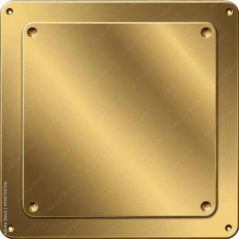 Aufkleber A square, metallic gold background with a subtle gradient effect, featuring two small holes at the corners