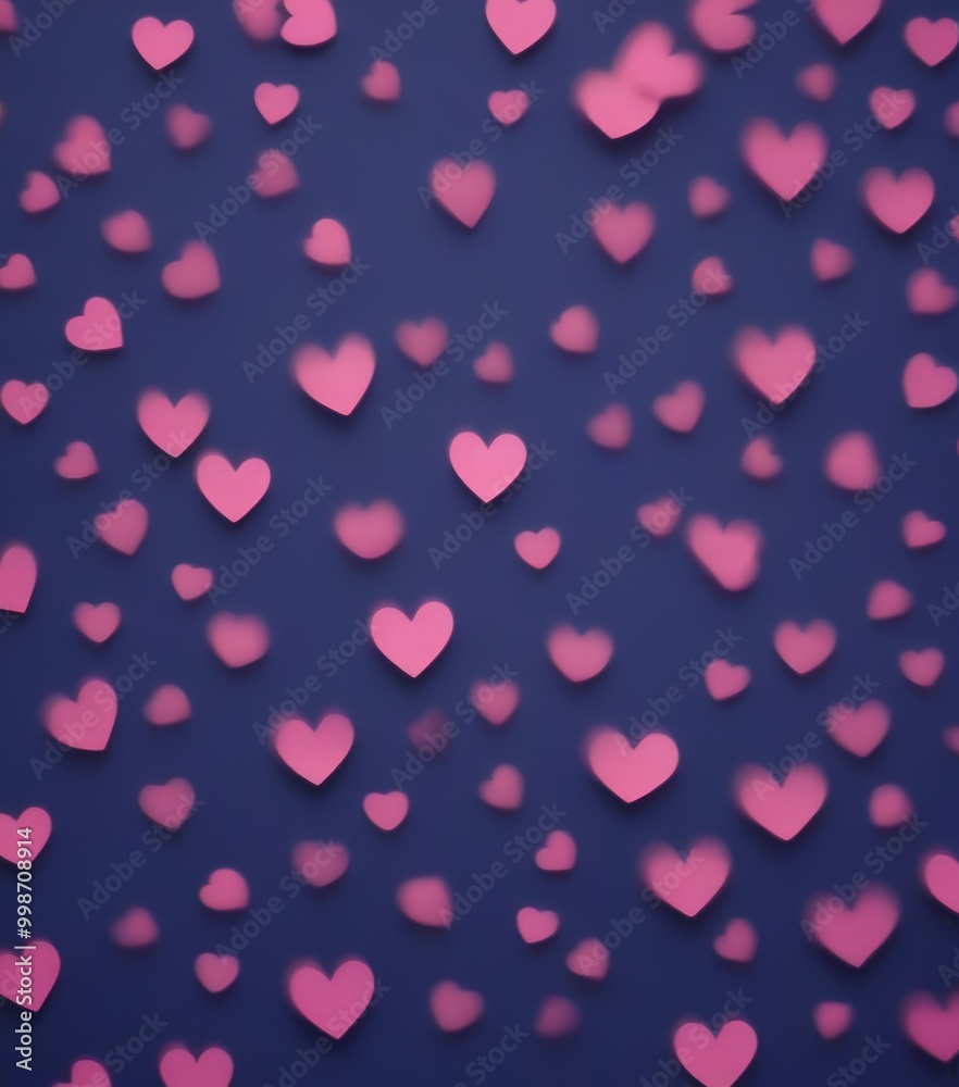 Aufkleber A dark blue background with pink hearts scattered randomly, creating a bokeh effect