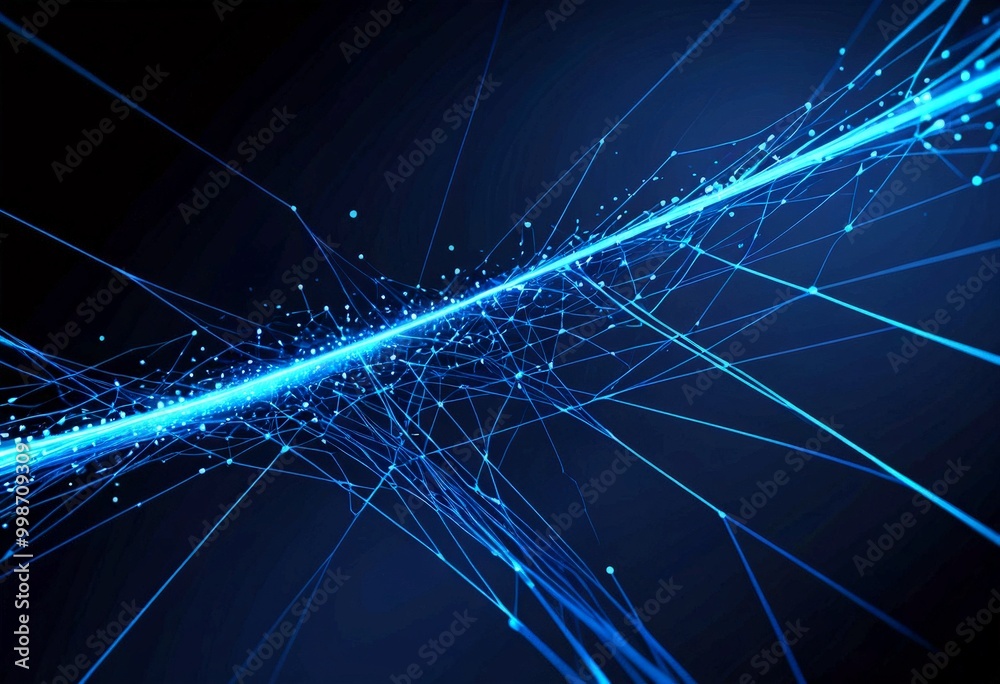 Aufkleber a digital abstract art piece featuring a network of interconnected lines and dots, creating a sense of depth and movement The lines and dots are arranged in