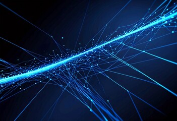 a digital abstract art piece featuring a network of interconnected lines and dots, creating a sense of depth and movement The lines and dots are arranged in