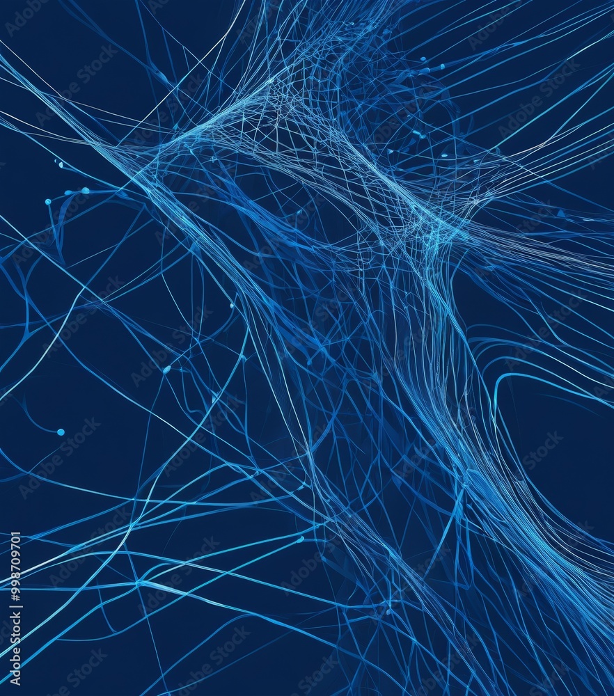 Fototapete a digital illustration complex network of blue lines and dots, creating a sense of depth and interconnectedness