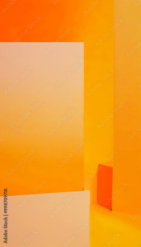 Aufkleber an abstract composition featuring a gradient of warm colors, with a white square in the foreground a