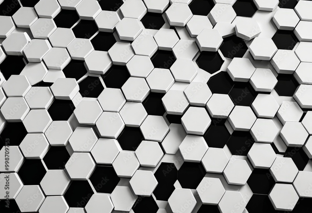 Aufkleber a repeating pattern of white hexagonal shapes arranged in a grid-like fashion, with some black hexagonal shapes interspersed throughout