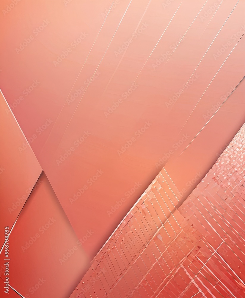 Poster a vibrant abstract composition with a gradient of pink and orange hues, interspersed with white lines and geometric shapes