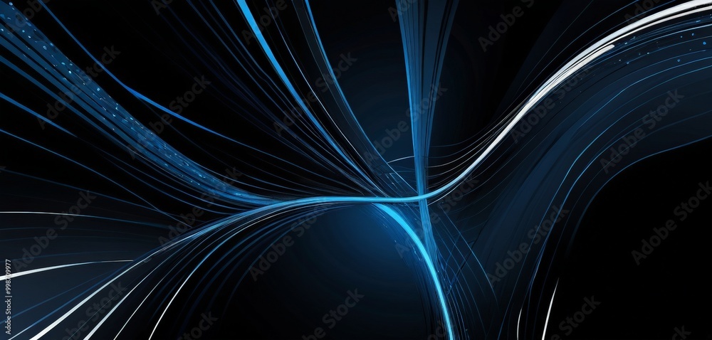 Aufkleber a striking abstract composition of intersecting blue and white lines, creating a sense of dynamic movement and energy against a dark background