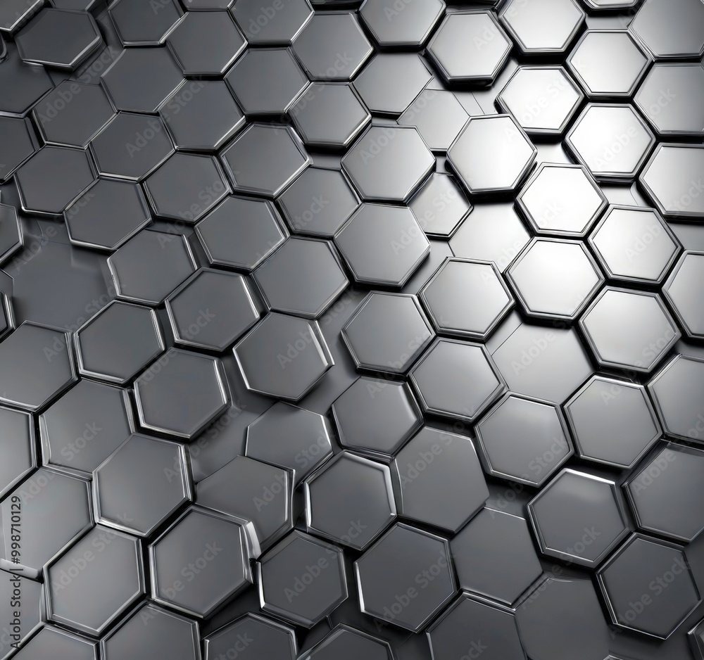 Fototapete A repeating pattern of hexagonal shapes in varying shades of gray, creating a visually striking and geometric design.