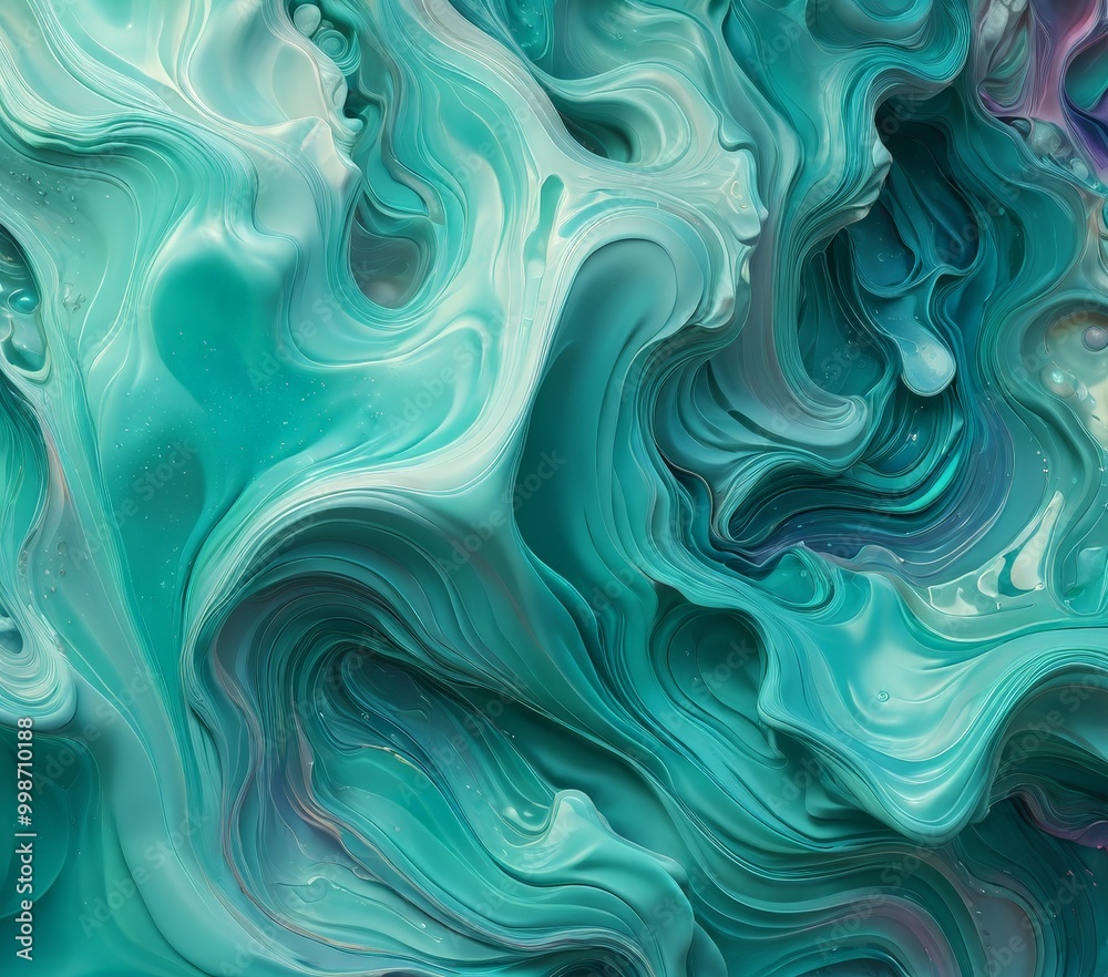 Aufkleber a digital illustration featuring a swirling pattern of turquoise and white hues, creating a sense of