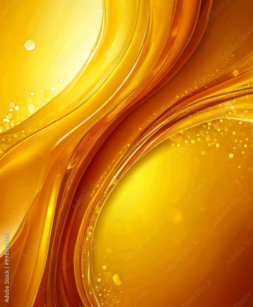 Poster a vibrant abstract composition of curved lines and splashes of golden color, creating a dynamic and visually striking effect